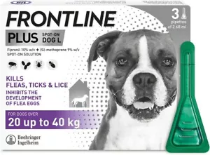 More details for frontline plus flea &amp; tick treatment for large dogs (20-40 kg) - 3 pipettes
