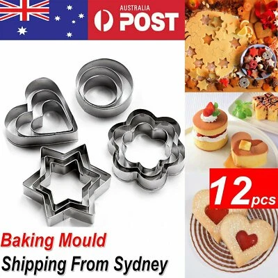 12pcs Stainless Steel Cookie Biscuit DIY Mold Star Heart Cutter Baking Mould AU - image 1 of 4
