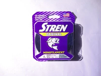 STREN- 原装单丝 8 磅 Lo-Vis 绿色, 330yds — 第 1/2 张图片