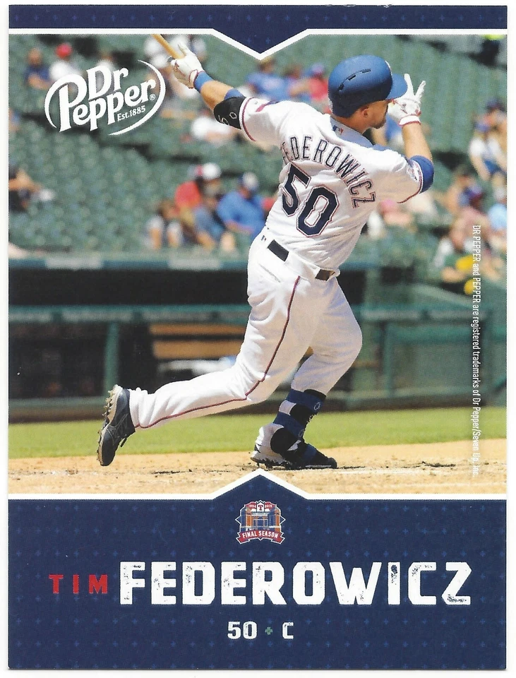 2019 Texas Rangers Dr. Pepper Tim Federowicz Postcard SGA Toldeo Mud Hens - Image 1 of 1
