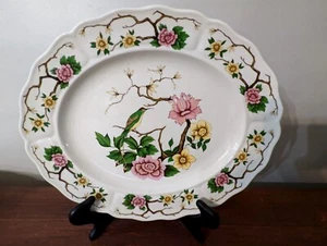 Royal Tudor Grindley Of Stoke England Green Bird Platter Plates 12" - Picture 1 of 3