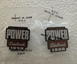 Edelbrock 1999 The Total Power Package Enamel Lapel Pin Advertisement Lot of 2 - Picture 1 of 3