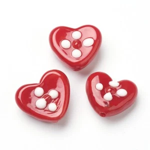 25 cuentas de murano corazón rojo 15x18x8 mm 25 piezas/hebra espaciador cuentas sueltas - Imagen 1 de 3