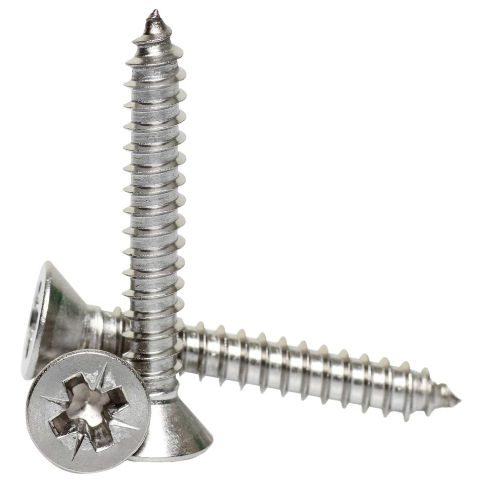 BOLT BASE No.2 / 2.2mm A2 STAINLESS STEEL POZI COUNTERSUNK SELF TAPPING SCREWS TAPPERS