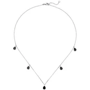 Collana Con 5 Pendenti A Goccia In Onice Nero 925 Argento 42-45cm Donna - Foto 1 di 2