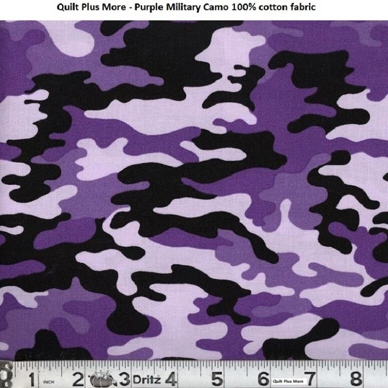 Military Style Purple Camouflage 100% Cotton Fabric 1/4 yard - Image 1 of 1