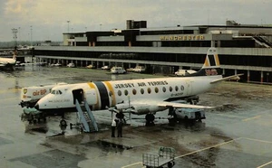 Jersey Air Ferries Vickers Viscount G-AOYP Manchester Ringway Vtg 1984 Postcard - Picture 1 of 2