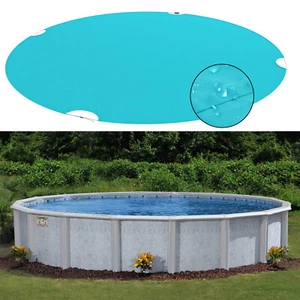 Round Above Ground Pool Cover Waterproof Turquoise Winter Swimming Pool Tarp - Picture 1 of 7