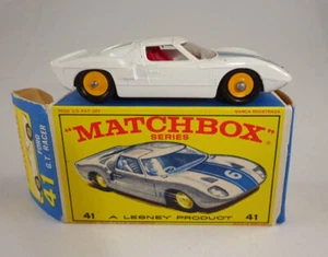 Matchbox RW 41C Ford GT weiß gelbe Felgen "6" Aufkleber top in "E3" Box - Bild 1 von 9