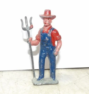 VTG/Antique Lincoln Logs? Lead Figure Toy Farmer W/Pitchfork HTF England - Picture 1 of 2
