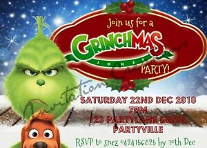 DIY Print Custom Christmas XMAS Santa Claus Holidays Grinch Party Invitations