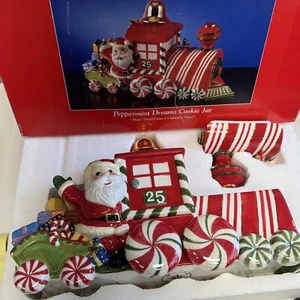 Christopher Radko Peppermint Dreams Santa Train Musical Cookie Jar 2005 w/ box - Picture 1 of 9