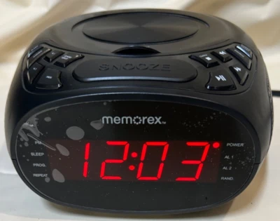 MEMOREX - AM/FM CD ALARM CLOCK RADIO  W/AUX  MODEL MC318B - Excellent - TESTED - Image 1 of 4