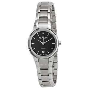 Skagen 822SSXB Black Label Dial Diamond Stainless Steel Ladies Watch MSRP $225 - Picture 1 of 3
