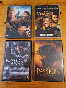 DVD lot de 4 films TROIE - Les Vikings - KINGDOM of War - La Passion du Christ - Picture 1 of 14