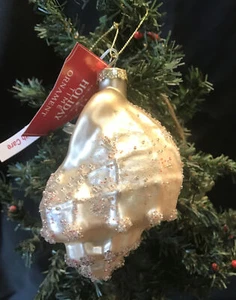 Holiday Time Decorazione Natalizia Vetro Conchiglia Luce Oro Bianco Perline Nuovo - Foto 1 di 5