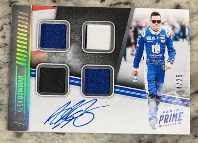 2019 PANINI PRIME ALEX BOWMAN QUAD RACE USED AUTO CARD#QMA-AB  # 24/25 - Image 1 of 2