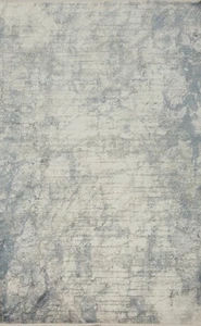 Elegant Modern Ivory & Blue Distressed Look Rug Turkish Contemporary Carpet 5x7 - Picture 1 of 13