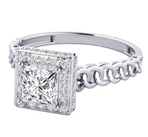 1.30 Ct Princess Cut Wedding Ring IGI Certified Lab Created Diamond 950 Platinum - Picture 1 of 12
