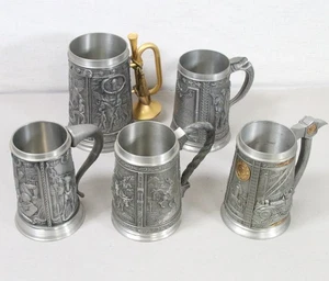 Lot of 5 Franklin Mint Tankard Beer Stein Mugs Civil War Vietnam Collectors 1987 - Picture 1 of 23