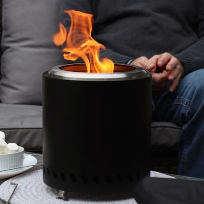 Tabletop Smokeless Fire Pit with Bag and Poker - 8.5 in - Black by Sunnydaze - Image 1 of 4