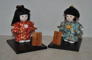 De colección S/2 Japón Hecho a Mano Ichimatsu NIÑO Y NIÑA 5.5"H Muñeca de Papel Kimekomi Arte Popular - Imagen 1 de 5