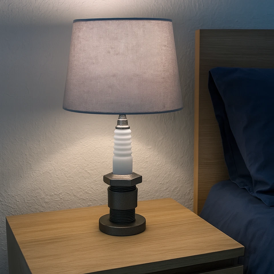 Abajur de mesa vela de ignição cinza sombra industrial steampunk luz cabeceira decoração 17"" - Imagem 1 de 4