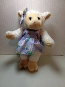 Vintage Chrisha Playful Plush Lamb Cute Outfit and Bow - Picture 1 of 3