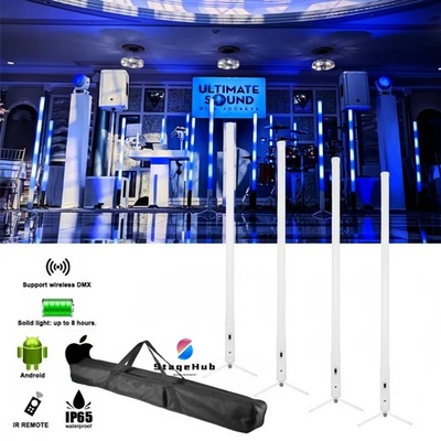 4pc/bag White house Wireless Battery Pixel Tube 360 Degree Led Tube DMX Dj Light - Image 1 of 4