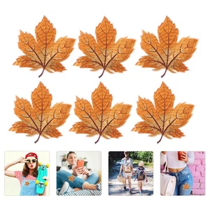 6 Pcs Maple Leaf Patch Embroidery Clothing Patches Colorful Leaves - Picture 1 of 12