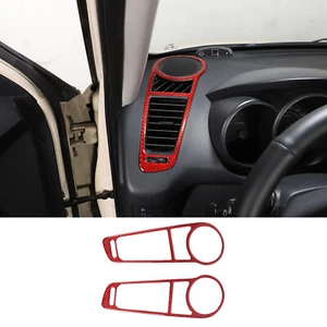 Red Carbon Fiber For Kia Soul 2009-13 Dashboard Side Air Vent Frame Trim Sticker - Picture 1 of 12