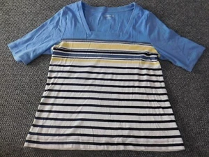 Croft & Barrow Womens Blouse Extra Large Blue Pullover stretch striped - Picture 1 of 13