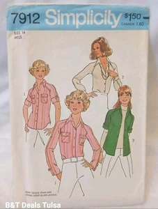 Camisa sin cortar Misses 14 abotonada blusa raglán corta larga de colección patrón de costura 7912 - Imagen 1 de 2