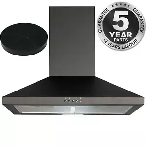 SIA CHL70BL 70cm Chimney Cooker Hood Extractor Fan In Black With Carbon Filter - Picture 1 of 10