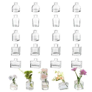 Mini Bud Vases for Centerpieces Clear Small Flower Vase Set of 20 Cute Tiny G... - Picture 1 of 7