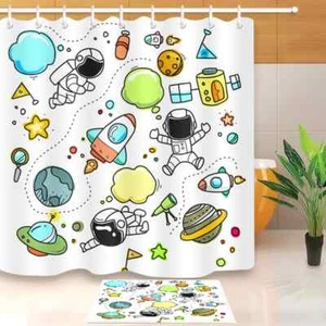 Aviation Elements Waterproof Bath Polyester Shower Curtain Liner Water Resistant - Bild 1 von 8
