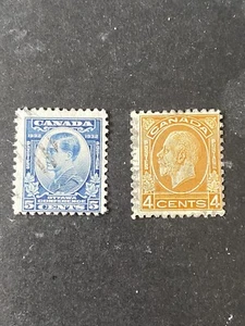 CANADA, SCOTT # 193+198(2), 5c+4c. VALUES OTTAWA CONFERENCE 1932 ISSUE USED - Picture 1 of 2