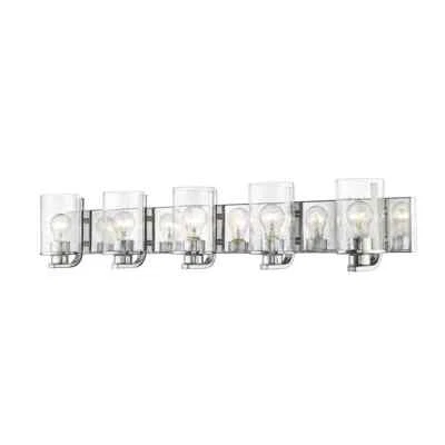 Unbranded Beckett 42 in. 5-Light Chrome Vanity Light with Glass Shade 492-5V-CH - Image 1 of 4