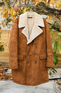 ZARA MAN MEN'S BROWN CAMEL SHEARLING COAT JACKET SOLD OUT SIZE L - Picture 1 of 13