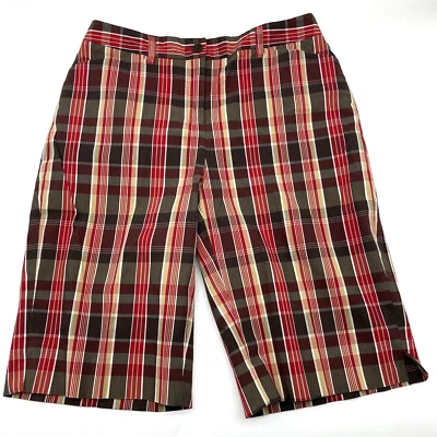 Bermudas a Cuadros Jones New York Signature Elastizadas Marrón/Rojo/Beige Usadas en Excelente Condición Talla 6 Foto 1 de 4
