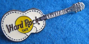 REYKJAVIK ICELAND VINTAGE *WHITE* ACOUSTIC THORCRAFT GUITAR Hard Rock Cafe PIN - Picture 1 of 1