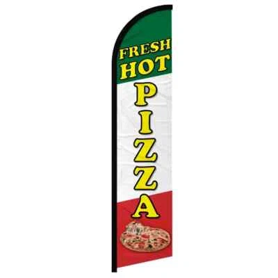 Fresh Hot Pizza Windless Full Sleeve Advertising Pizzeria Fair Food Banner Flag - Image 1 of 4