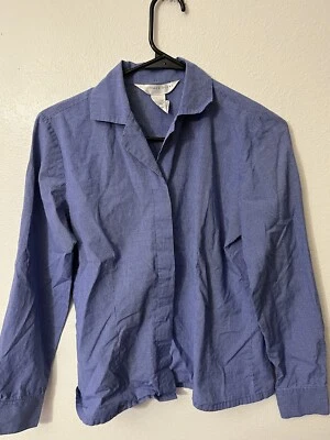 Camisa Blusa Geoffrey Bean Azul DEPORTE Carrera Rayada Con Botones Manga Larga 6 Foto 1 de 4