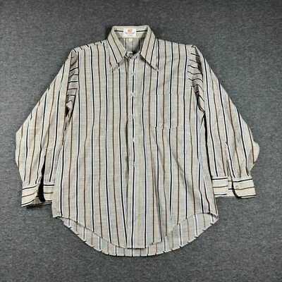 VTG 70s Van Heusen Vanopress V Taper 417 Dagger Collar Shirt Size 16-32 Striped - Image 1 of 4