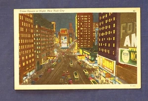 Times Square bei Nacht New York City Linin Postkarte Farbbild weiß 42 K1462 - Bild 1 von 2