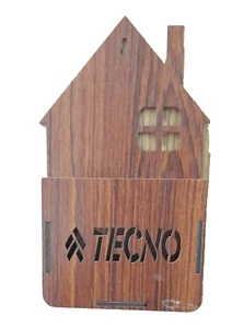 Wooden Mobile Phone Holder Charging Stand Hangar Wall Mount Self Adhesive - Afbeelding 1 van 8