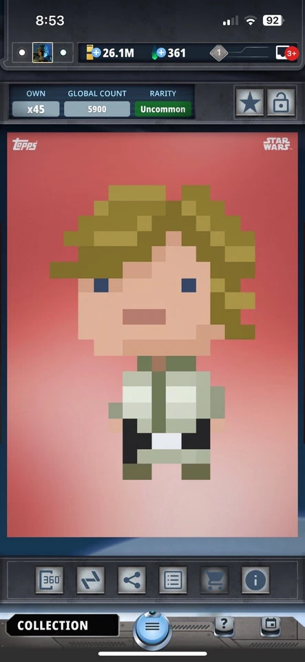 Topps Star Wars Digital Card Trader Red 8-Bit Luke Skywalker Insert Award - Image 1 of 1