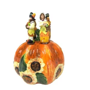Fall Thanksgiving Pumpkin and Spreaders Cheese Knives 4 In Box New Pilgrims - Picture 1 of 9