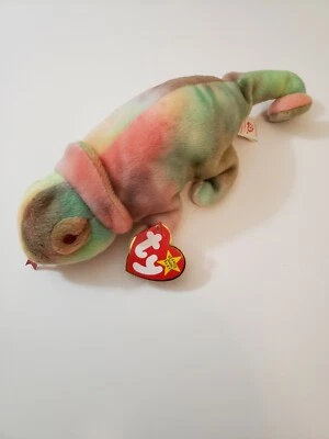 Ty Beanie Baby 9 inch Rainbow The Iguana with Chameleon tag 1997  - Image 1 of 4