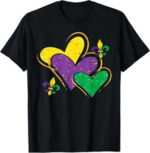 Mardi Gras Hearts Cute Outfit Women Girls Kids Toddler T-Shirt Hoodie - Picture 1 of 19